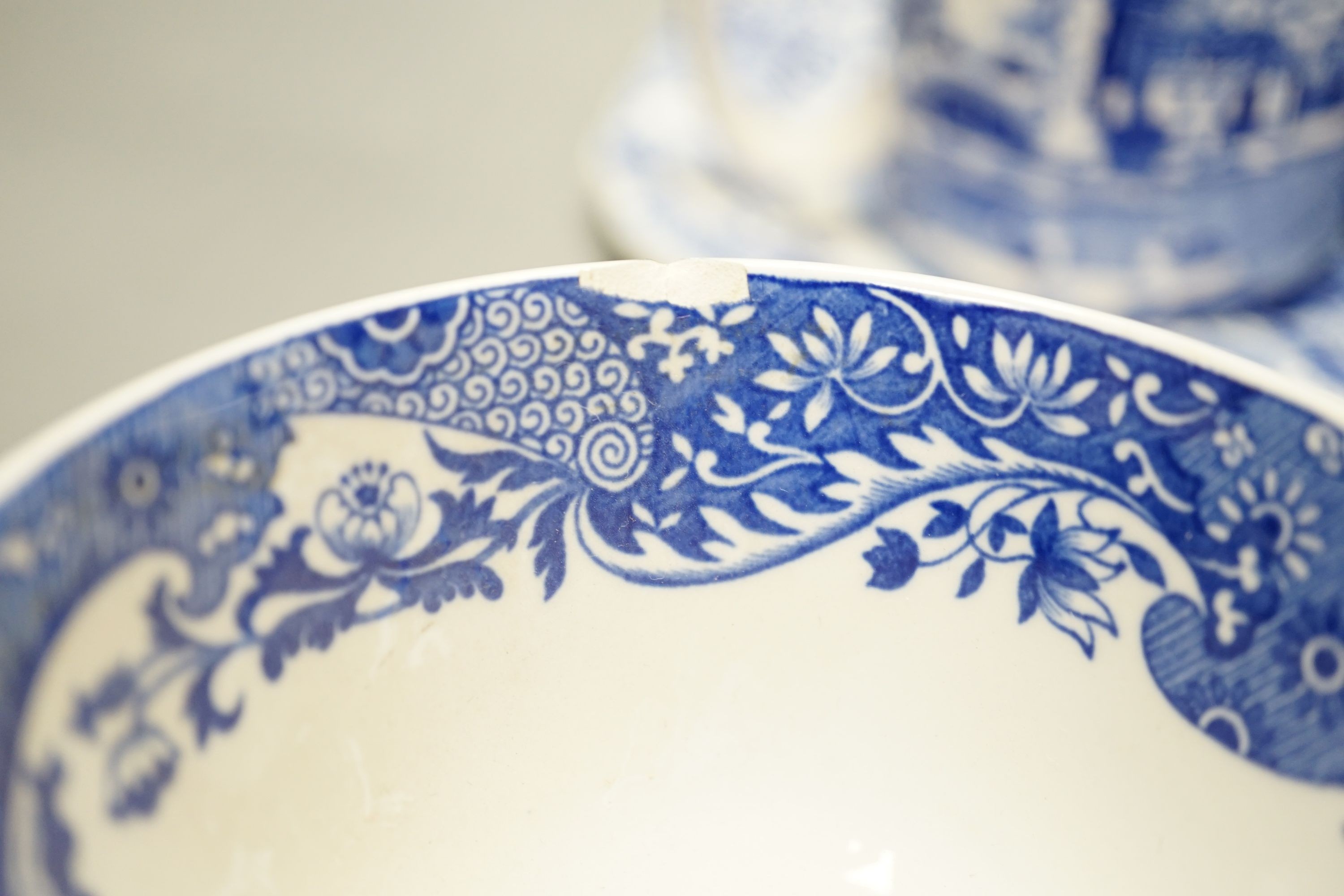 A quantity of Spode Italian blue and white breakfast wares